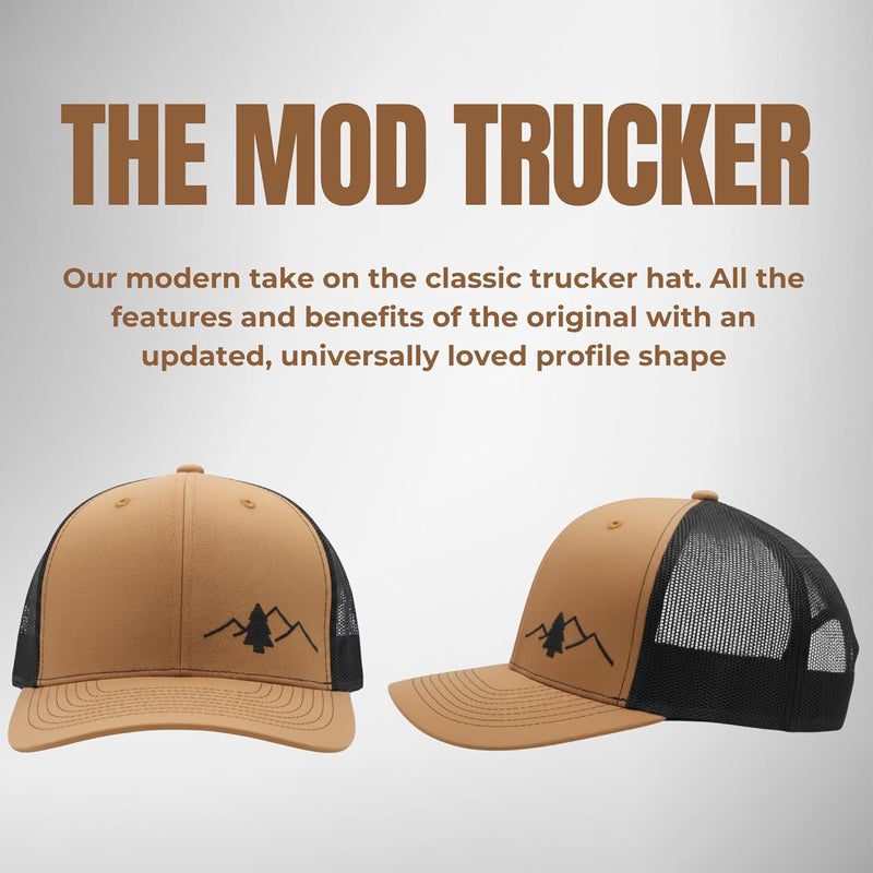 Lindo Trucker Hat [ Great Outdoors Design ] for Men and Women: Mid Profile Cap with Breathable Mesh Back and Adjustable Snap - Image 2
